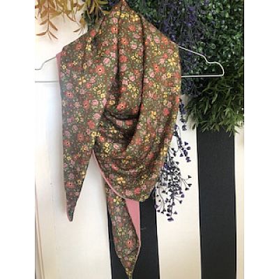 Foulard fleuri Mimi Cerise